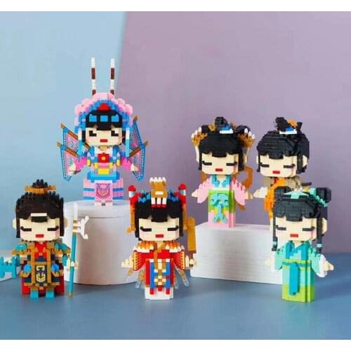 Chinese Style Cartoon Doll Model Building Block DIY Miniature Assembly Diamond Building Block Movable Doll Model Toy Gift No Box