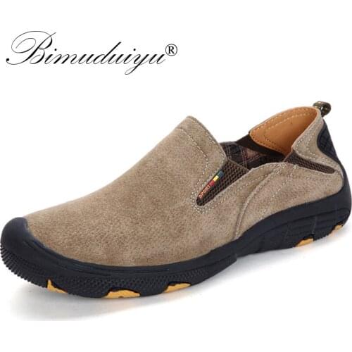 BIMUDUIYU Quality Genuine Leather Male Moccasins Loafers Breathable Casual Slip On Sneakers Shoes Designer Comfortable Footwear