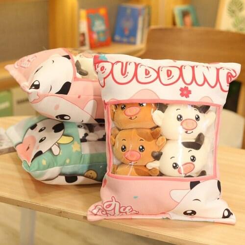 A Bag of Cute Cattle Puffs Plush Toy Stuffed Soft Snack Pillow Plush Cow Toy Kids Birthday Christmas Gift for Child