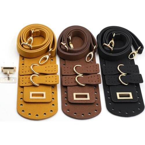 Handmade Diy Bags Accessories Parts With Bag Bottom Bag Cover Shoulder Strap 5pcs Set Leather Replacement Handbag Accessories