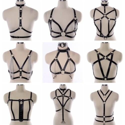Chest Harness Fashion Women Men Gothic Handmade PU Leather Harness Belts Body Bondage Rock Punk Stylish Accessories Waist Straps