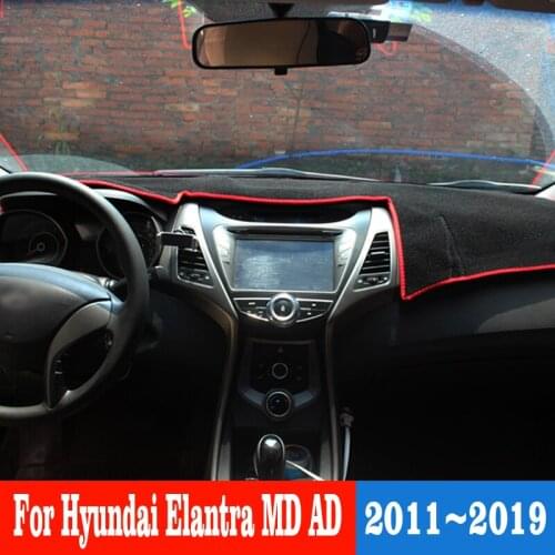 For hyundai Elantra MD 2011-2015/AD 2016-2018 2019 Car Dashboard Cover Avoid Light Pad Instrument Panel Mat Carpets Accessories