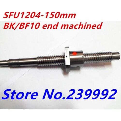 New rolled thread SFU1204 150mm ball screw C7 precision with 1204 single ball nut for CNC parts BK/BF10 end machined