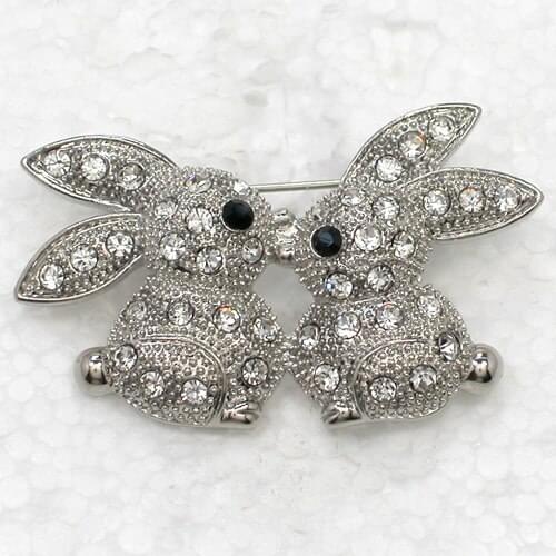 Wholesale Bunny Brooch Crystal Rhinestone Pin brooches C101837