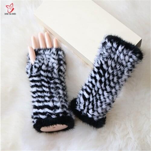 Hot Sale Top Quality Genuine Mink Weaving Warm Fur Glove For Women Thermal Winter Fashion Natural Warm Elastic Fur Gloves For