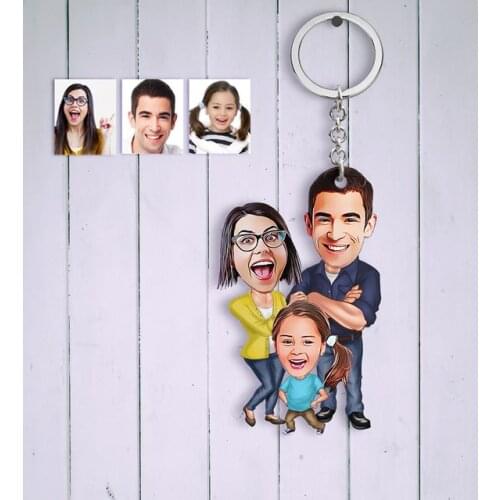 Personalized Family Cartoon Keychain Personalized Calendar keychain Custom Your Family Put Baby Photo Square keychain Gift For