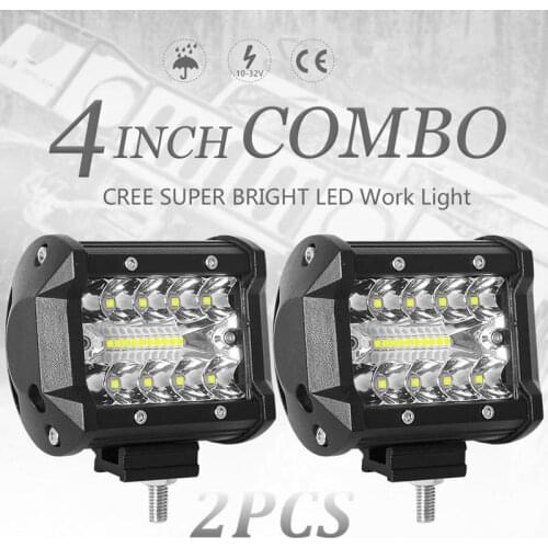 60W 4in Car LED Work Light Bar Driving Lamp for Offroad Boat Tractor Truck 4x4 SUV Fog Light 12V 24V Headlight for ATV Led Bar