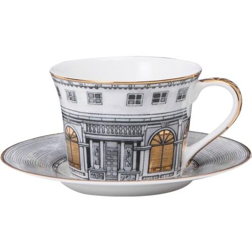 Luxury European Coffee Cup Modern Design Textured Porcelain Royal Tea Cup Afternoon Tea Filizanki Do Kawy Home Drinkware QAB50BZ