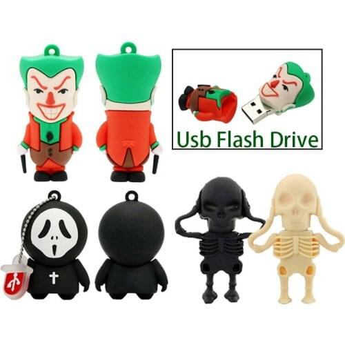 Cartoon Joker 64GB Cute Skull Ghost Specter USB Flash Drive 4GB 8GB 16GB 32GB 64GB 256GB Pendrive USB 2.0 Usb Stick Flash Gift