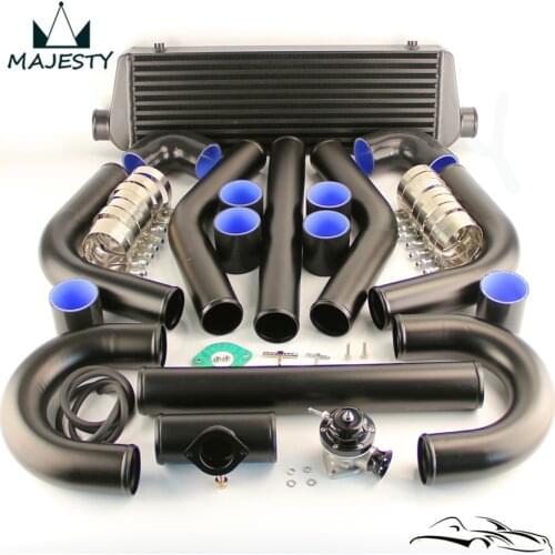 Universal DIY Intercooler + 2.5" 63mm Aluminum Piping + BOV Black Hoses kit