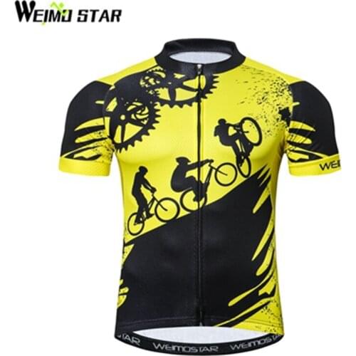 Weimostar 2018 Cycling Jersey Mtb Bicycle Clothing Yellow black Bike Wear Sport Clothes Short Maillot Roupa Ropa De Ciclismo