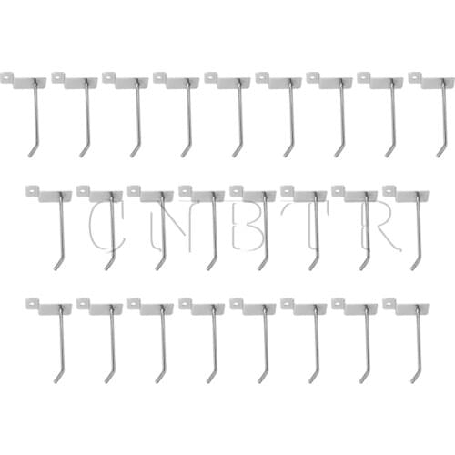 CNBTR 25x Silver Stainless Steel 11cm Length 4mm Diameter Slatwall Pin Arm Fitting Prong Hanger Home Shop Display Accessory