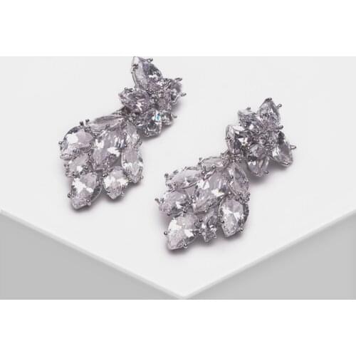 Amorita boutique Zircon drop earrings with delicate foliage