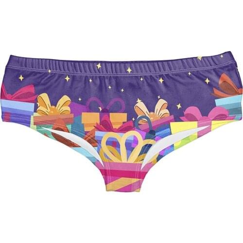 Ladies Cartoon Printed Panties Underwear Women Mid Size Seamless Sexy Panties Purple Color Low-Waisted Breathable Panties Gifts