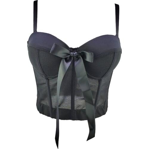 Casual Black White Tank Tops Bow Backless Mesh Y2k Corset Tops for Women Summer Cropped Bustier Festival Clothing