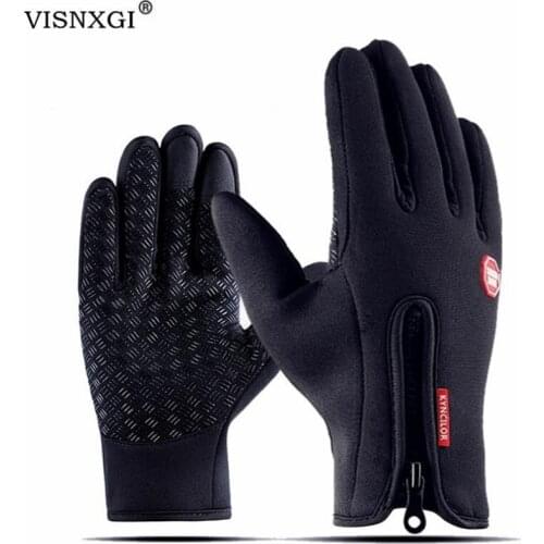 VISNXGI Windstopers Winter Unisex Touchscreen Ski Gloves Anti Slip Windproof Thermal Warm Workout Men Women Zipper Full Finger