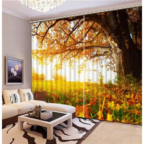 Golden curtains auturn curtain 3D Curtains Living Room Bedroom Drapes Cortinas Customized size