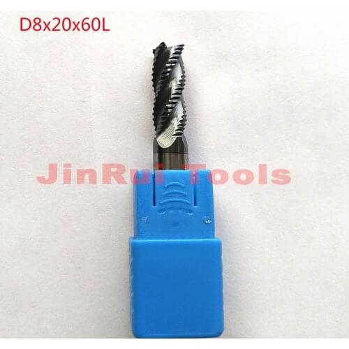 1pc 8mm D8*20*D8*60 HRC55 4 Flutes Solide Carbide Roughing End Mills CNC router bit milling cutter Tools knife fresa