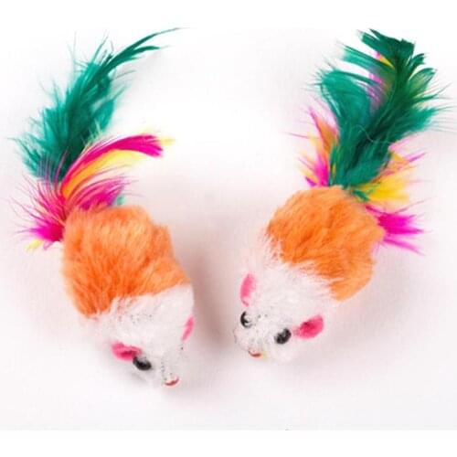 10/1PCS False Mouse Pet Cat Toys Mini Playing Toys With Colorful Feather Cat Stick Colorful Interactive Pet Product Cat Catcher