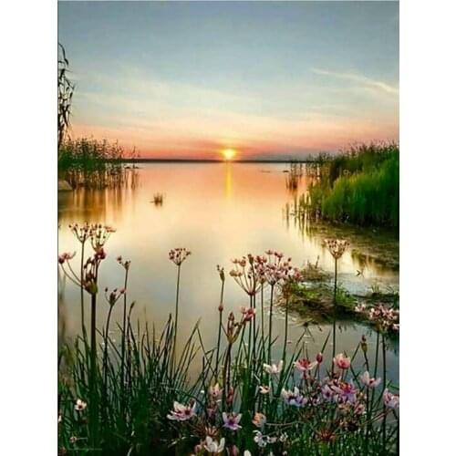 MM 14/16/18/28 CROSS STITCH Full Round Drill 5D DIY Diamond Painting " L5274 Landscape Flowers" 3D Embroidery Cross Stitch