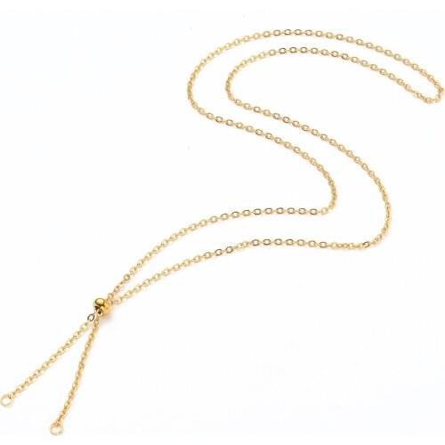 20Pcs Adjustable 304 Stainless Steel Slider Necklace Cable Chains with Stopper Beads For DIY Jewelry Making 23-5/8 inches(60cm)