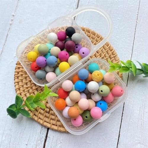 20Pcs 15mm Silicone Loose Beads Safe Teether Round Baby Teething Beads DIY Chewable Colorful Teething For Infant