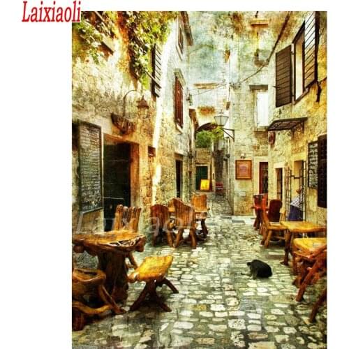 5D diy Diamond Painting old city street landscape 3d Cross Stitch Full diamond embroidery Mosaic patterns beaded embroidery kits