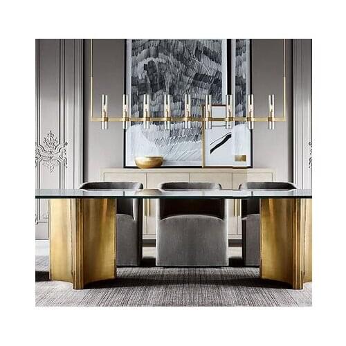 American retro restaurant long industrial style studio loft duplex building designer villa living room chandelier