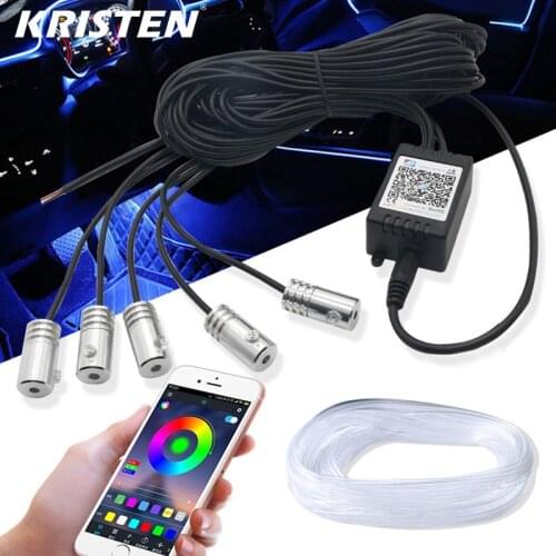Car Atmosphere Light RGB Multiple Modes App Sound Control Auto Interior Ambient Neon Wire Strip Light Decorative Lamp Strips