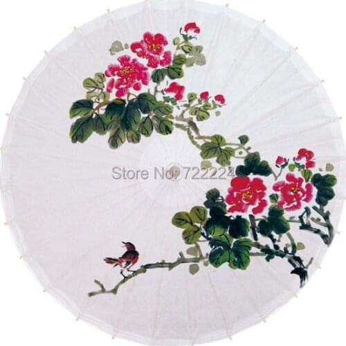 Free shipping dia 84cm chinease traditional oiled paper umbrella with peony drawing as decoration gift dace props collection