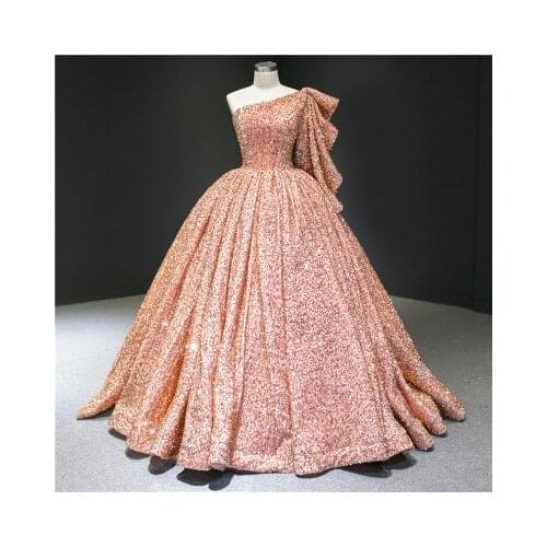 Shinning sequined lace white pink one shoulder cheap wedding dresses 2020 in stock size 2-14 свадебное платье robe de mariee