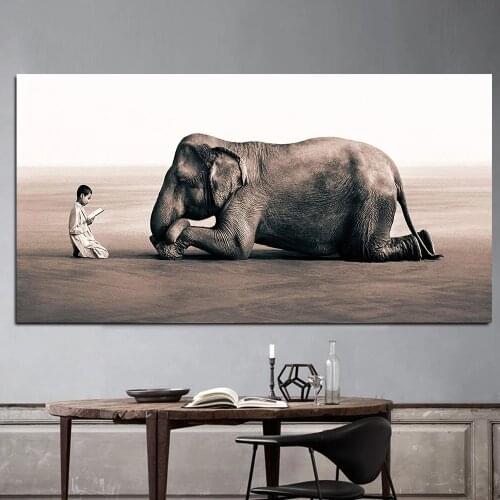 Buddha and Elephant Canvas Painting Nordic Modern Posters And Prints Zen Home Decor religion Art Wall Picture For Living Room