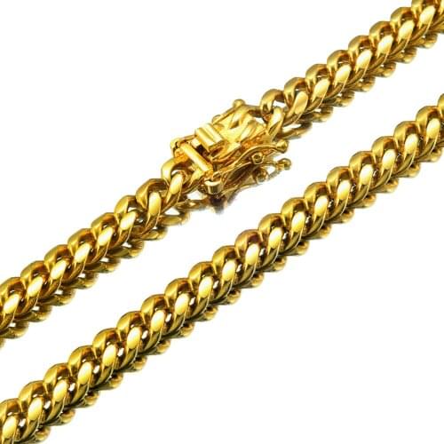 6MM Gold Color Curb Cuban Link Chain For Mens Womens Jewelry Necklace Or Bracelet Stainless Steel 7-30inches Length
