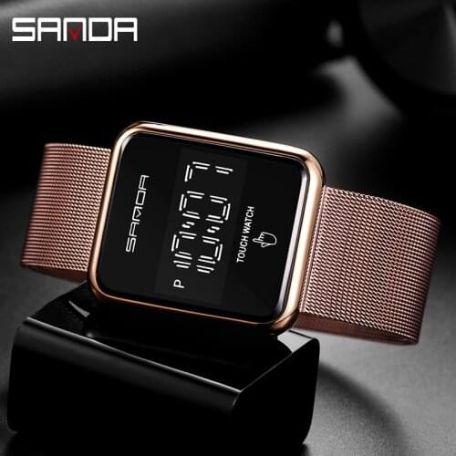 Luxury Touch Screen LED Light Digital Watch Top Brand SANDA Mens Watches Calendar Time Diplay Electronic Wristwatch Clock Mens
