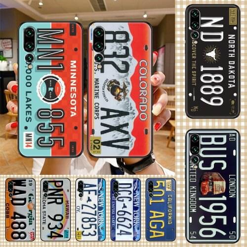 New York License Plate Number Phone case For Huawei P Mate P10 P20 P30 P40 10 20 Smart Z Pro Lite 2019 black 3D prime luxury