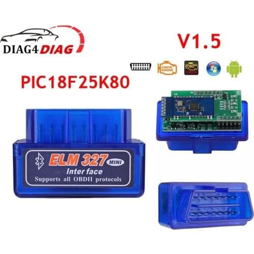 ELM327 V1.5 Bluetooth OBD2 Interface Diagnostic Scanner Tools Dual Chips PIC18f25k80 2PCB Support Many Cars for Android Torque