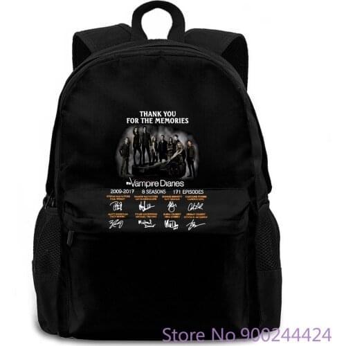 The Vampire Diaries Cast Signatures Thanks For Memories Black 6 Brand women men backpack laptop travel school adult