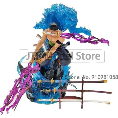 One Piece Action Figure Anime Roronoa Zoro Model Can Shine Statue Collection Three Pole Flow Decoration Children Toys For Kids
