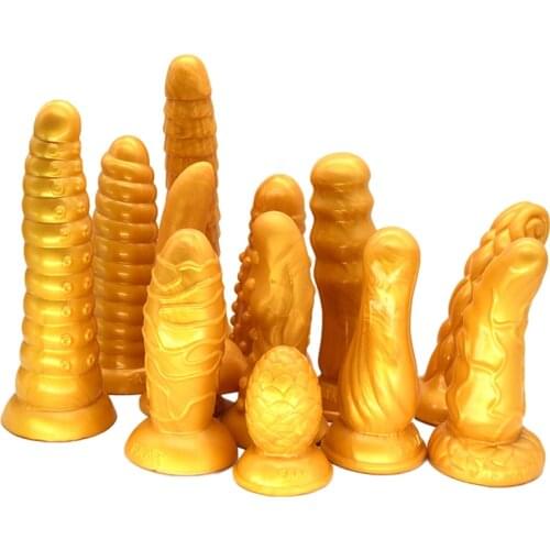 FAAK Golden Big Butt Plug Huge Dildo Anal Plug Sex Toys for Women Man Soft Silicone Anal Dildos Vaginal Anus Stimulator Sex Shop