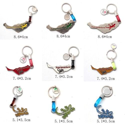 Fuerteventura Spain Lizard Keychain Hot Game Key Ring Metal Key Holder For Gift Key chain Jewelry for cars