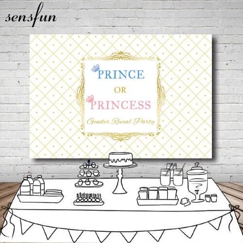 Sensfun Gender Reveal Backdrop Customized Boy Or Girl Prince Or Princess Photography Backgrounds For Photo Studio 7x5FT Vinyl