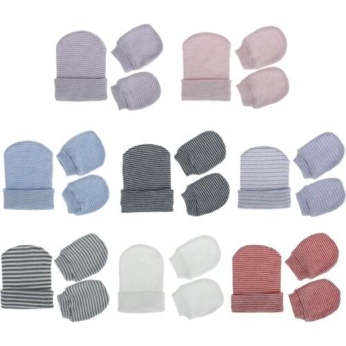 Newborn Hospital Hat Infant Baby Cap and Mitten Set Soft Cute Nursery Beanie Hat R9JD