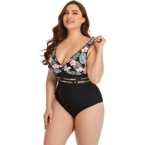 Bikini Summer Print Ladies Swimsuit Fashion Large Size One-Body Swimsuit Sexy Gather Bare Back Swimsuit Beach Spa Garments