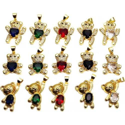 Lovely Little bear micro Zircon Pendant teddy bear Pendant Love Ursa Minor Pendant necklace chain DIY jewelry accessories