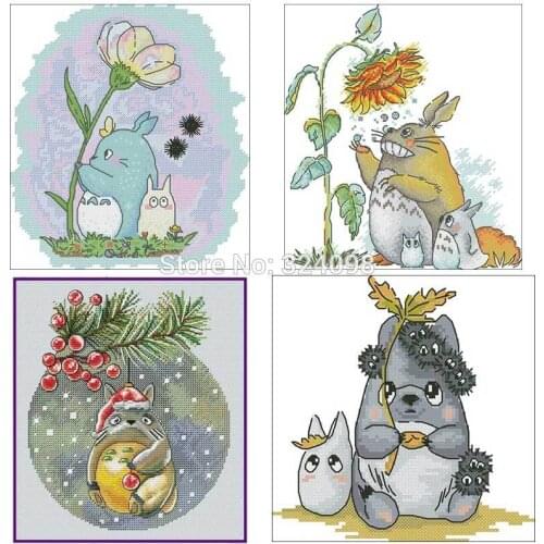 My Neighbor Totoro 1-9 patterns Counted Cross Stitch 11CT 14CT DIY wholesale Chinese Cross Stitch Kit Embroidery Needlework Sets
