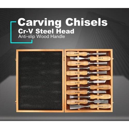 Hot SHE.K 12PCS Wood Carving Chisel Set Sharp Woodworking Hand Knife Tools Gouges Steel DIY Woodcut Working Professional