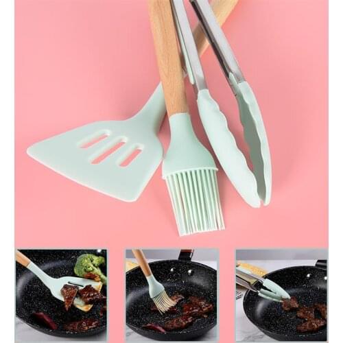 Kapmore 3Pcs/Set Silicone Utensil Set Heat Resistant Food Tongs Rubber Spatula Oil Brush Cooking Tools Accessories BBQ Tools