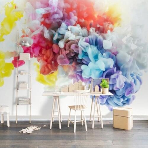 Home Improvement Wall Mural Wallpaper Modern 3D Art Abstract Color Smoke Living Room Sofa TV Background Wall Decoration Painting