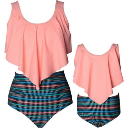 New Hot Fashion Summer Women And Girl Parent-child Beach Party Comfort Swimwear Set Bikini
