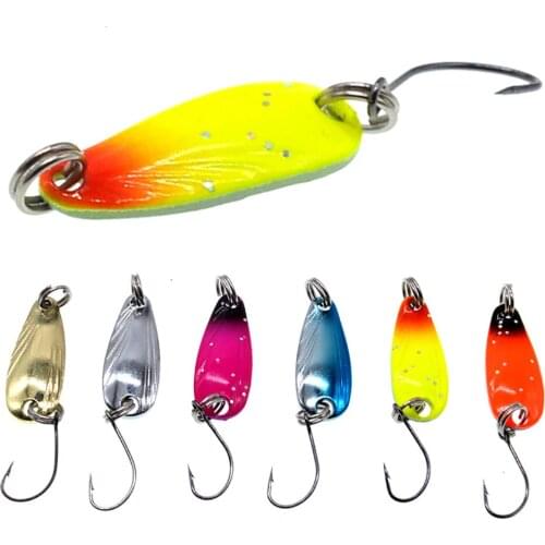 Highly Popular 6PCS 28mm/2.5g Metal Spoon Sequins Fishing Lure Artificial Wobbler Hard Fishing Baits Bass Pike Fishing Tools